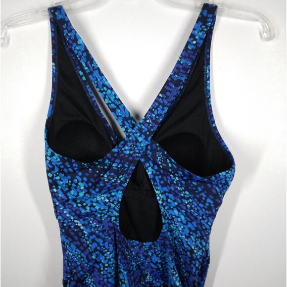 Speedo Strappy Open Back One Piece Swimsuit Blue size 12 - Picture 4 of 9